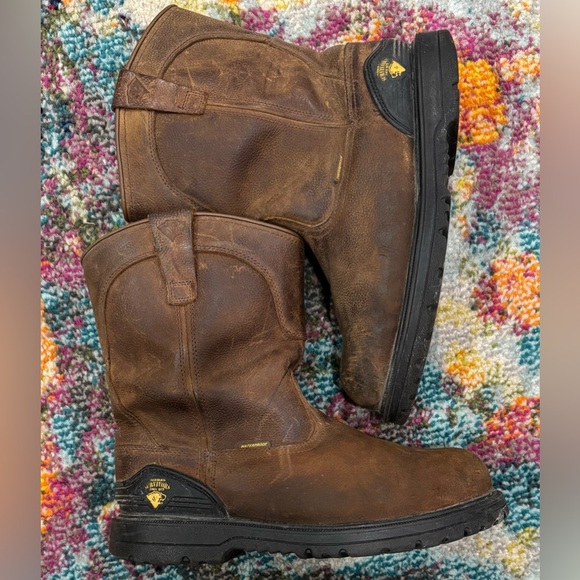 Herman Survivors Mens Bison Work Safety Boots Brown Leather Pull On US Size 11 - Picture 3 of 6